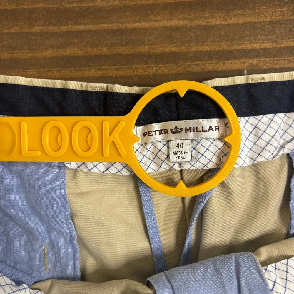 PETER MILLAR Golf Shorts Mens 40 Khaki Pine Valley Cotton Chino Club Logo